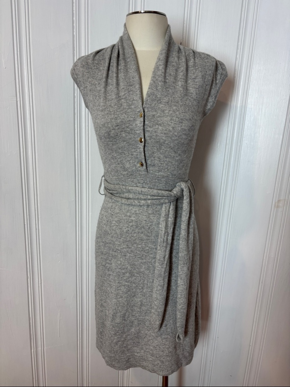 BANANA REPUBLIC Gray Wool Cashmere Belted Sweater Dress - Size Small